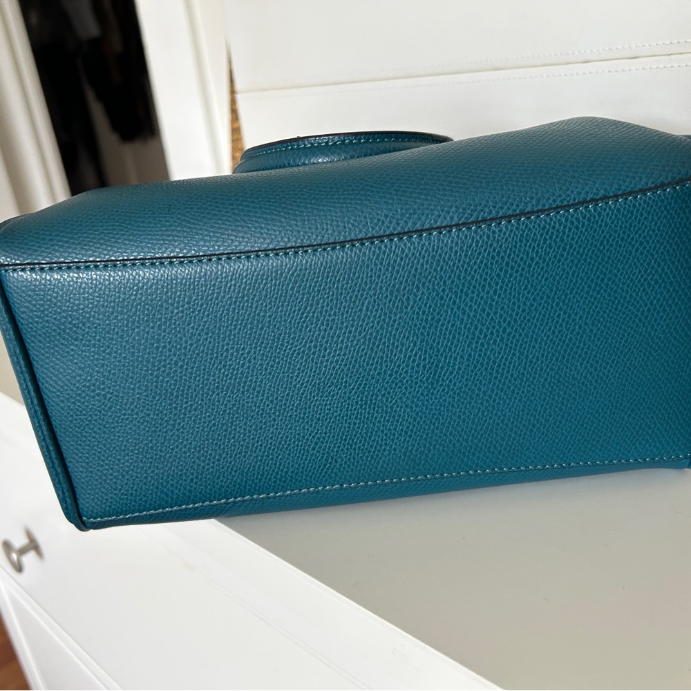 Coach Teal Blue Leather Satchel - Picture 7 of 11